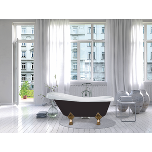 Freestanding bath black with gold legs,comfortable and keeping warm long time,easy to use,