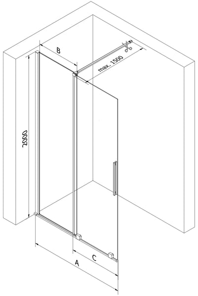 MEXEN VELAR WALK-IN SLIDING SHOWER DOOR -TRANSPARENT, CHROME