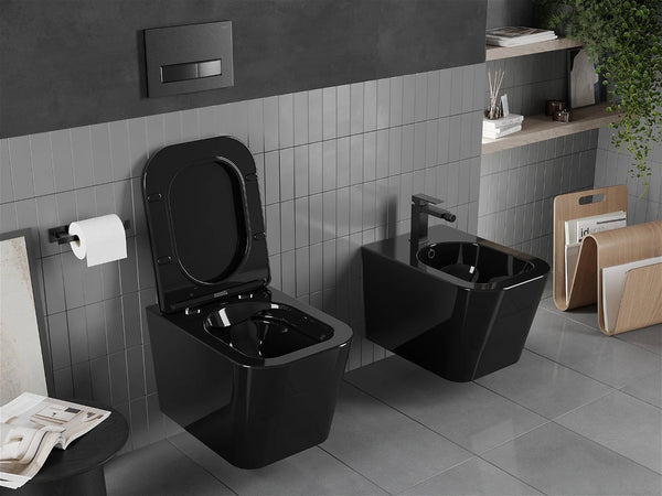 MEXEN TEO RIMLESS TOILET BOWL WITH SLOW-CLOSE SLIM SEAT DUROPLAST-BLACK GLOSS