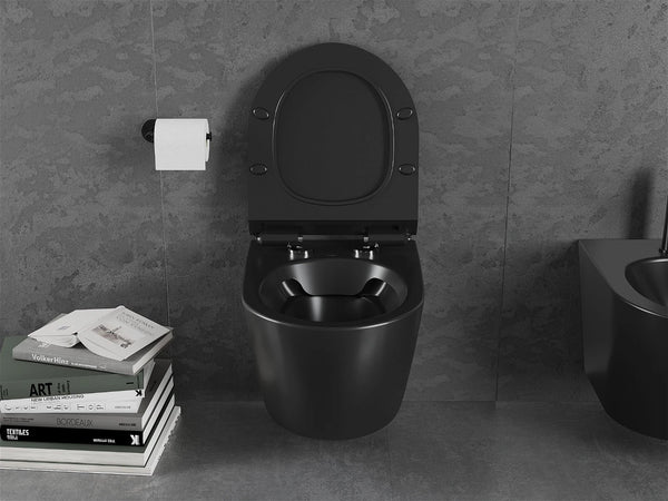 MEXEN LENA RIMLESS TOILET BOWL WITH SLIM SOFT-CLOSING SEAT-BLACK MATT