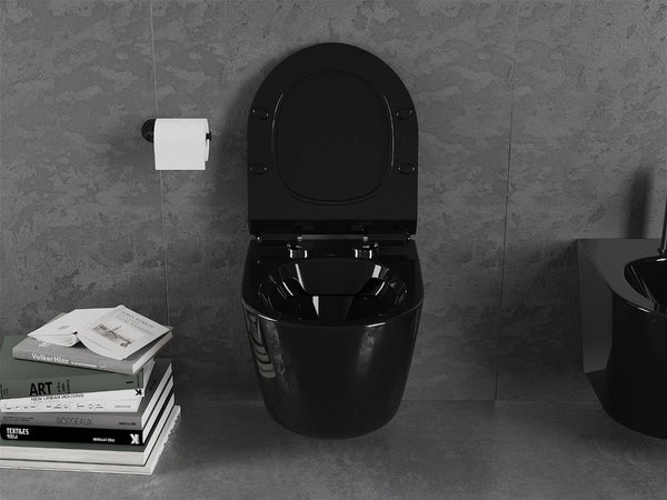 MEXEN LENA RIMLESS TOILET BOWL WITH SLIM SOFT -CLOSING SEAT-,BLACK SHINE