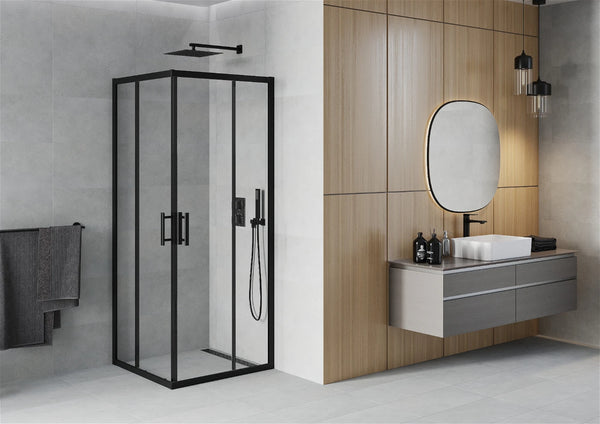 MEXEN RIO SHOWER ENCLOSURE-SQUARE- TRANSPARENT, BLACK