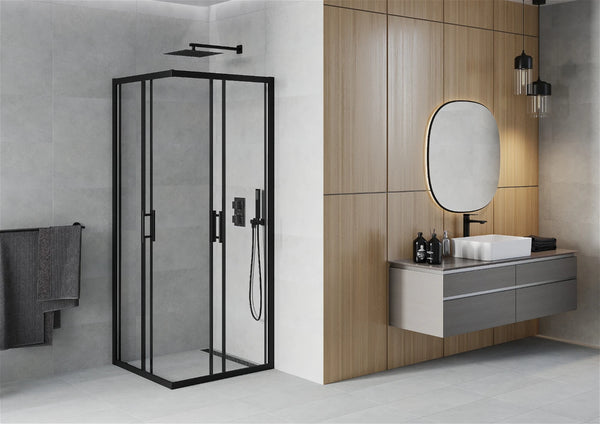 MEXEN RIO SHOWER ENCLOSURE-SQUARE- TRANSPARENT, BLACK