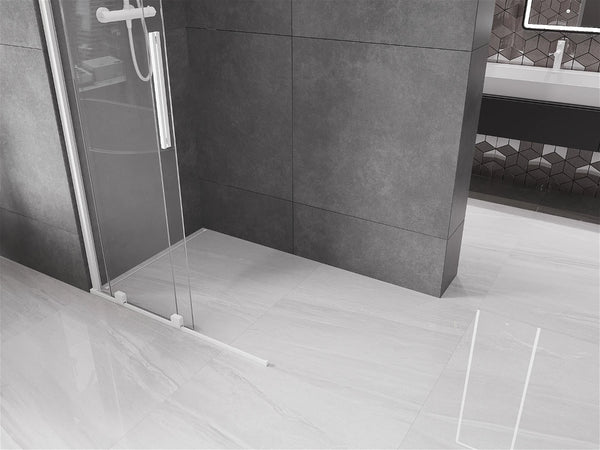 MEXEN VELAR WALK-IN SLIDING SHOWER DOOR-TRANSPARENT, WHITE