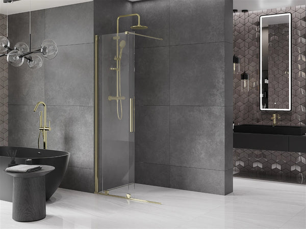 MEXEN VELAR WALK-IN SLIDING SHOWER DOOR -TRANSPARENT, GOLD