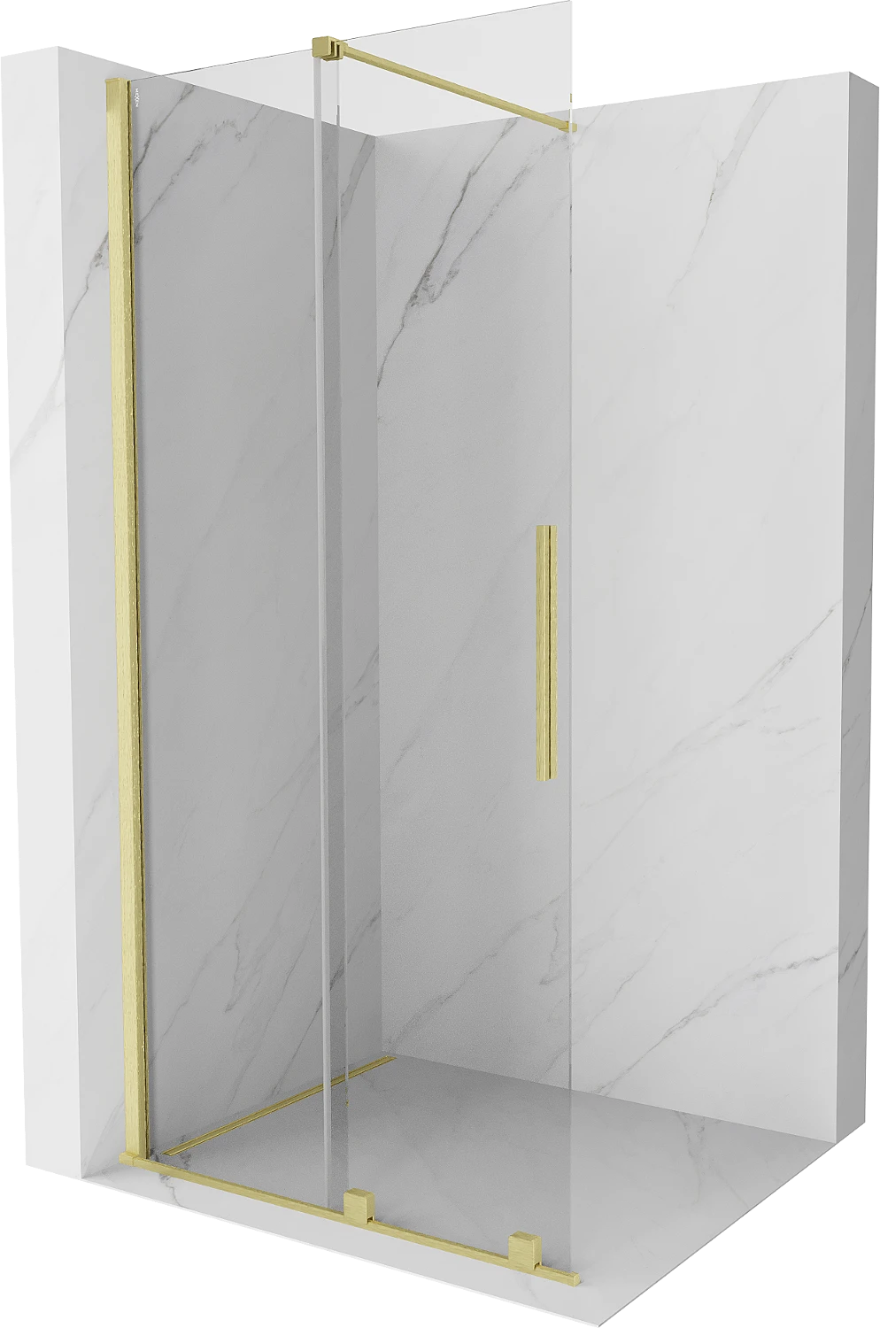 MEXEN VELAR WALK-IN SLIDING SHOWER DOOR-TRANSPARENT, BRUSHED GOLD