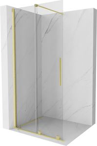 MEXEN VELAR WALK-IN SLIDING SHOWER DOOR-TRANSPARENT, BRUSHED GOLD