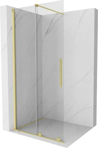 MEXEN VELAR WALK-IN SLIDING SHOWER DOOR-TRANSPARENT, BRUSHED GOLD