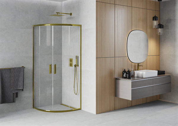 MEXEN RIO SHOWER ENCLOSURE HALF-ROUND -TRANSPARENT, GOLD