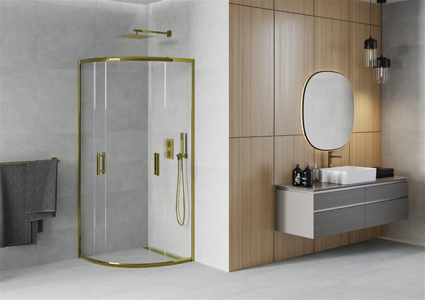 MEXEN RIO SHOWER ENCLOSURE HALF-ROUND -TRANSPARENT, GOLD