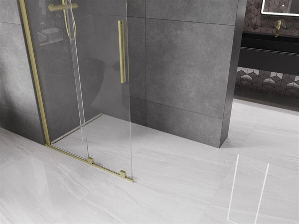 MEXEN VELAR WALK-IN SLIDING SHOWER DOOR-TRANSPARENT, BRUSHED GOLD