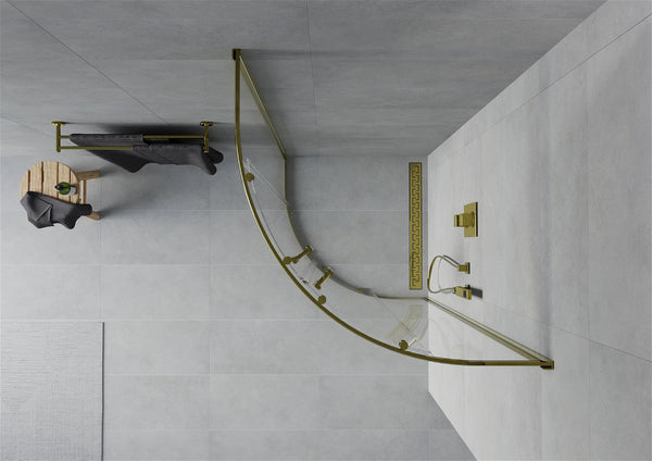 MEXEN RIO SHOWER ENCLOSURE HALF-ROUND -TRANSPARENT, GOLD