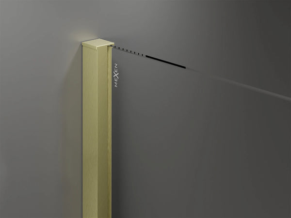 MEXEN VELAR WALK-IN SLIDING SHOWER DOOR-TRANSPARENT, BRUSHED GOLD