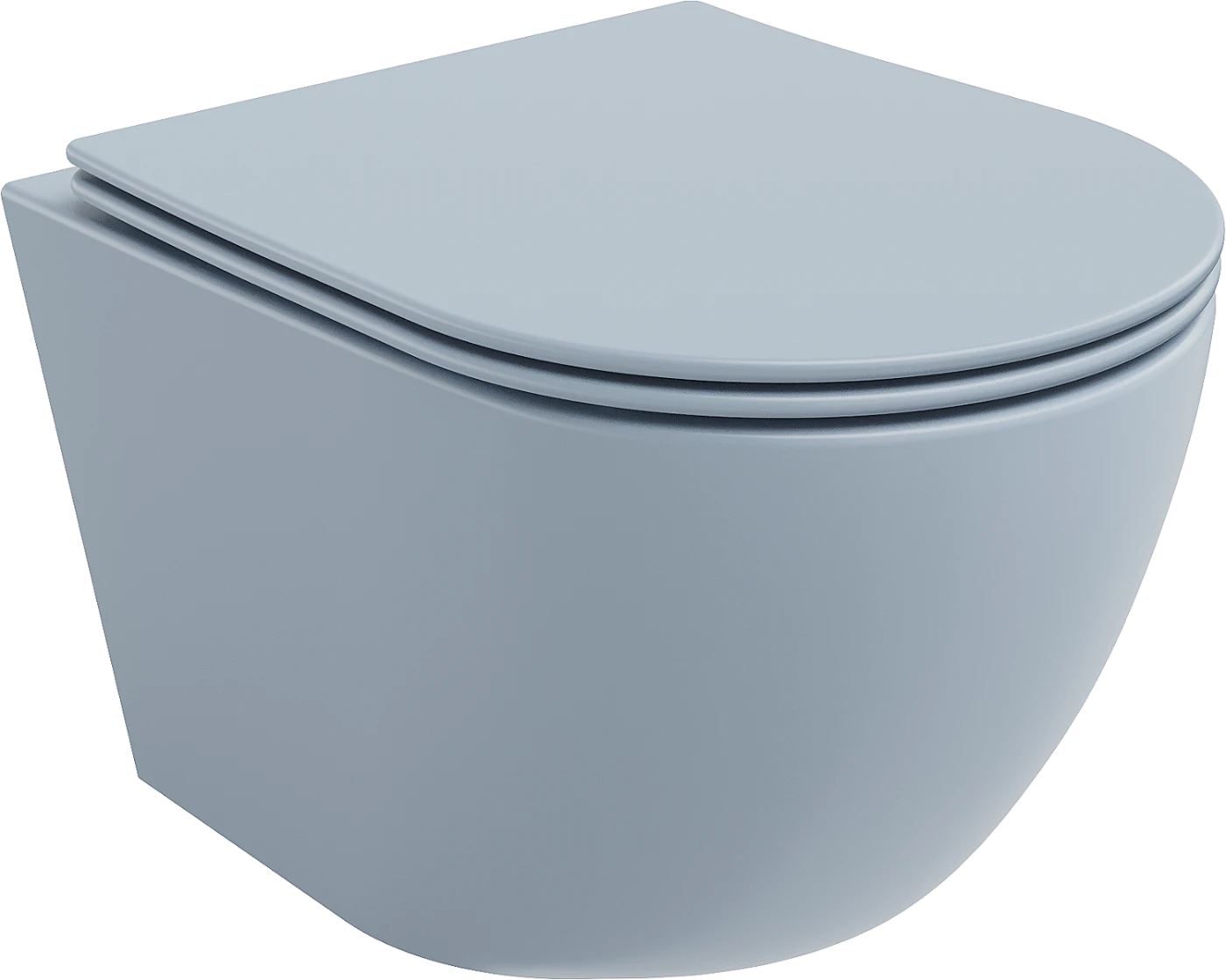 MEXEN LENA RIMLESS TOILET BOWL WITH SLOW-CLOSE SLIM SEAT, DUROPLAST, GRAY-BLUE MATT