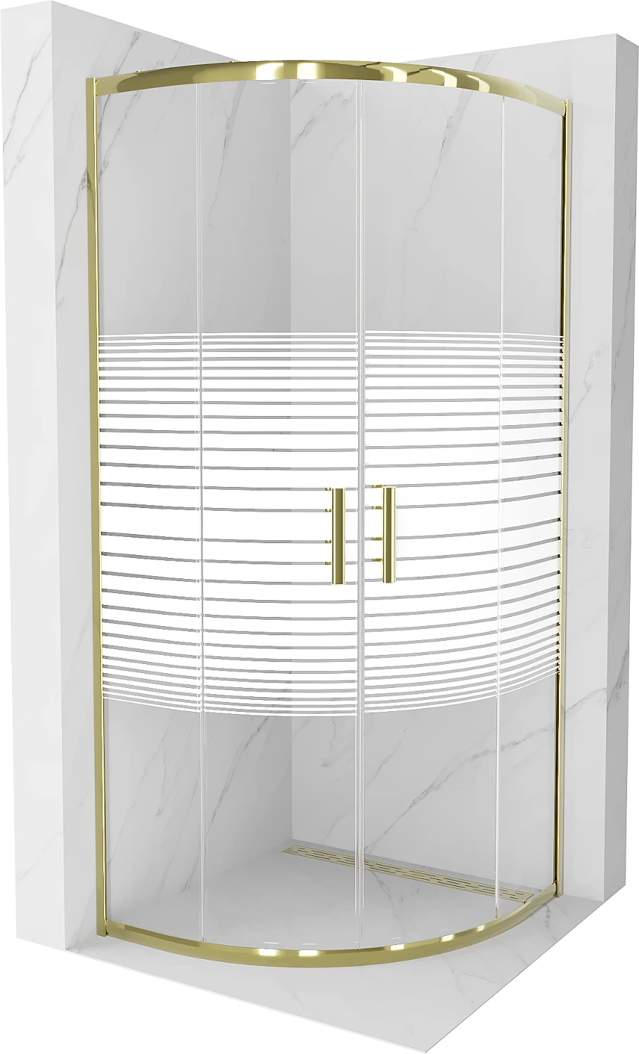 MEXEN RIO SHOWER ENCLOSURE-HALF ROUND- STRIPES, GOLD