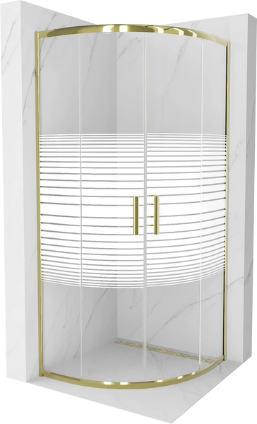 MEXEN RIO SHOWER ENCLOSURE-HALF ROUND- STRIPES, GOLD