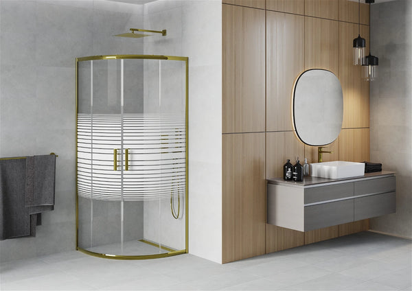 MEXEN RIO SHOWER ENCLOSURE-HALF ROUND- STRIPES, GOLD