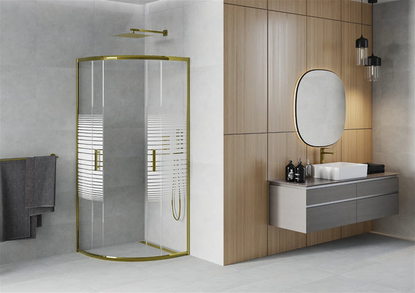 MEXEN RIO SHOWER ENCLOSURE-HALF ROUND- STRIPES, GOLD