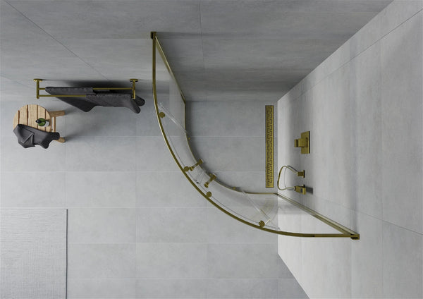 MEXEN RIO SHOWER ENCLOSURE-HALF ROUND- STRIPES, GOLD