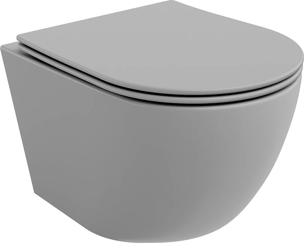 MEXEN LENA RIMLESS TOILET BOWL WITH SLOW-CLOSE SLIM SEAT, DUROPLAST, LIGHT GRAY MATT