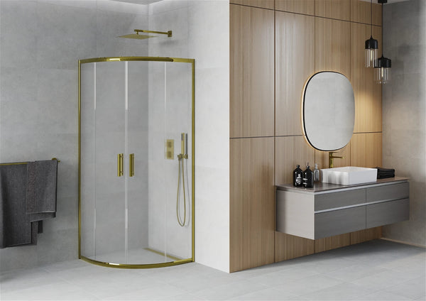 MEXEN RIO SHOWER ENCLOSURE-HALF-ROUND -FROST, GOLD