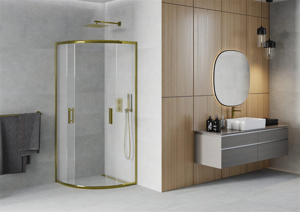 MEXEN RIO SHOWER ENCLOSURE-HALF-ROUND -FROST, GOLD