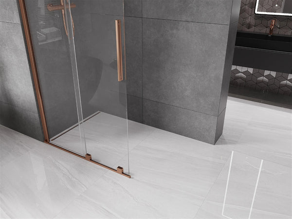 MEXEN VELAR WALK-IN SLIDING SHOWER DOOR-TRANSPARENT, ROSE GOLD