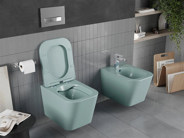 MEXEN TEO RIMLESS TOILET BOWL WITH SLOW-CLOSE SLIM SEAT DUROPLAST-LIGHT GREEN MATT