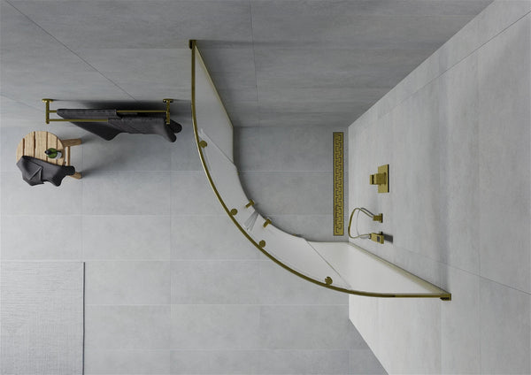 MEXEN RIO SHOWER ENCLOSURE-HALF-ROUND -FROST, GOLD