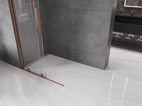 MEXEN VELAR WALK-IN SLIDING SHOWER DOOR-TRANSPARENT, ROSE GOLD