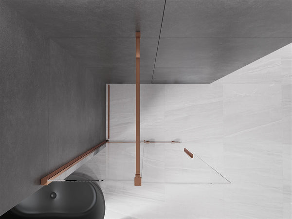 MEXEN VELAR WALK-IN SLIDING SHOWER DOOR-TRANSPARENT, ROSE GOLD