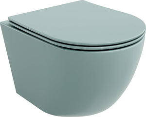 MEXEN LENA RIMLESS TOILET BOWL WITH SLOW-CLOSE SLIM SEAT, DUROPLAST, LIGHT GREEN MATT -