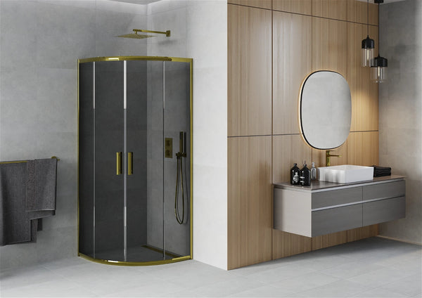 MEXEN RIO SHOWER ENCLOSURE-HALF ROUND-GRAPHITE, GOLD