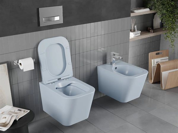 MEXEN TEO RIMLESS TOILET BOWL WITH SLOW-CLOSE SLIM SEAT DUROPLAST-GRAY BLUE MATT