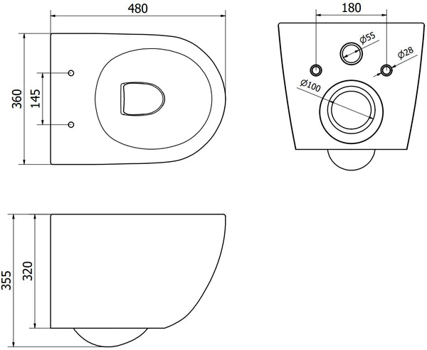 MEXEN LENA RIMLESS TOILET BOWL WITH SOFT-CLOSE SLIM SEAT, DUROPLAST, MATT BLACK/SILVER LINES PATTERN