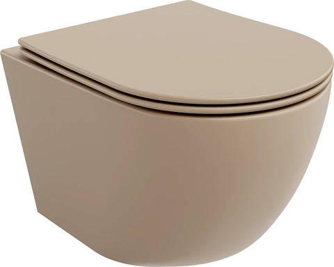 MEXEN LENA RIMLESS TOILET BOWL WITH SLOW-CLOSE SLIM SEAT, DUROPLAST, CAPPUCCINO MATT