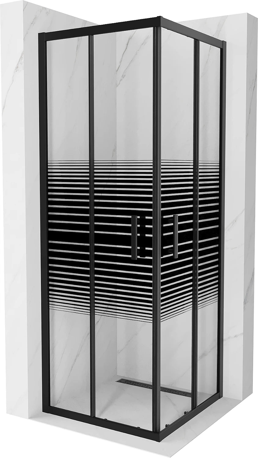 MEXEN RIO SHOWER ENCLOSURE SQUARE - STRIPES, BLACK