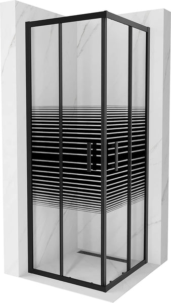 MEXEN RIO SHOWER ENCLOSURE SQUARE - STRIPES, BLACK