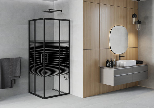 MEXEN RIO SHOWER ENCLOSURE SQUARE - STRIPES, BLACK