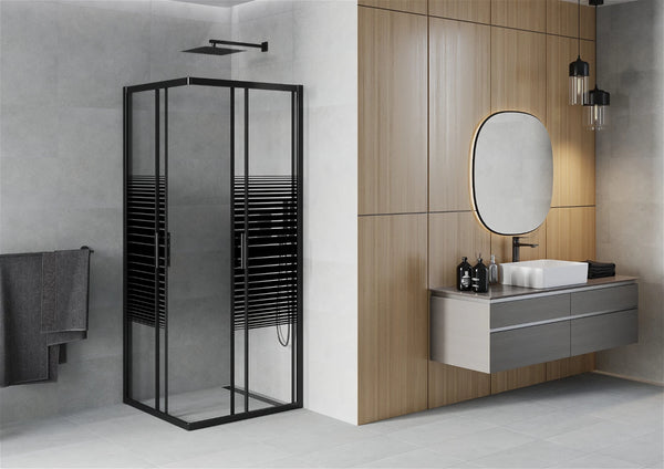 MEXEN RIO SHOWER ENCLOSURE SQUARE - STRIPES, BLACK