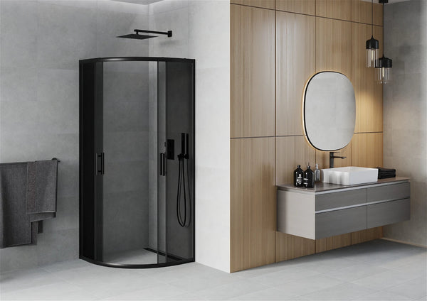 MEXEN RIO SHOWER ENCLOSURE-HALF ROUND-GRAPHITE, BLACK