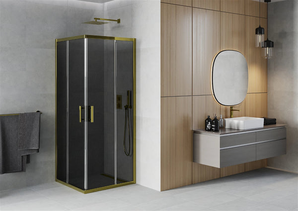 MEXEN RIO SHOWER ENCLOSURE -SQUARE -GRAPHITE, GOLD