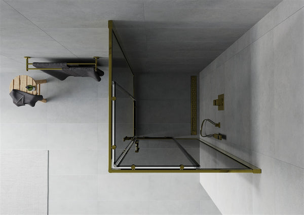 MEXEN RIO SHOWER ENCLOSURE -SQUARE -GRAPHITE, GOLD