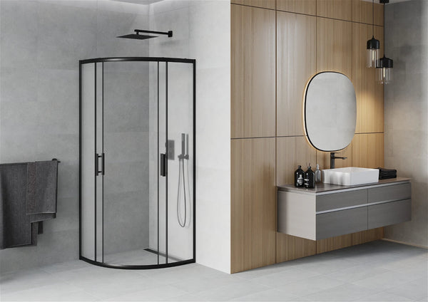 MEXEN RIO SHOWER ENCLOSURE-HALF ROUND-FROST, BLACK