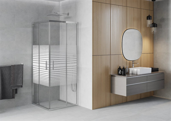 MEXEN RIO SHOWER ENCLOSURE SQUARE -STRIPS,TRANSPARANT