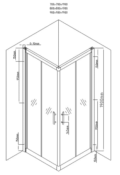 MEXEN RIO SHOWER ENCLOSURE SQUARE -STRIPS,TRANSPARANT