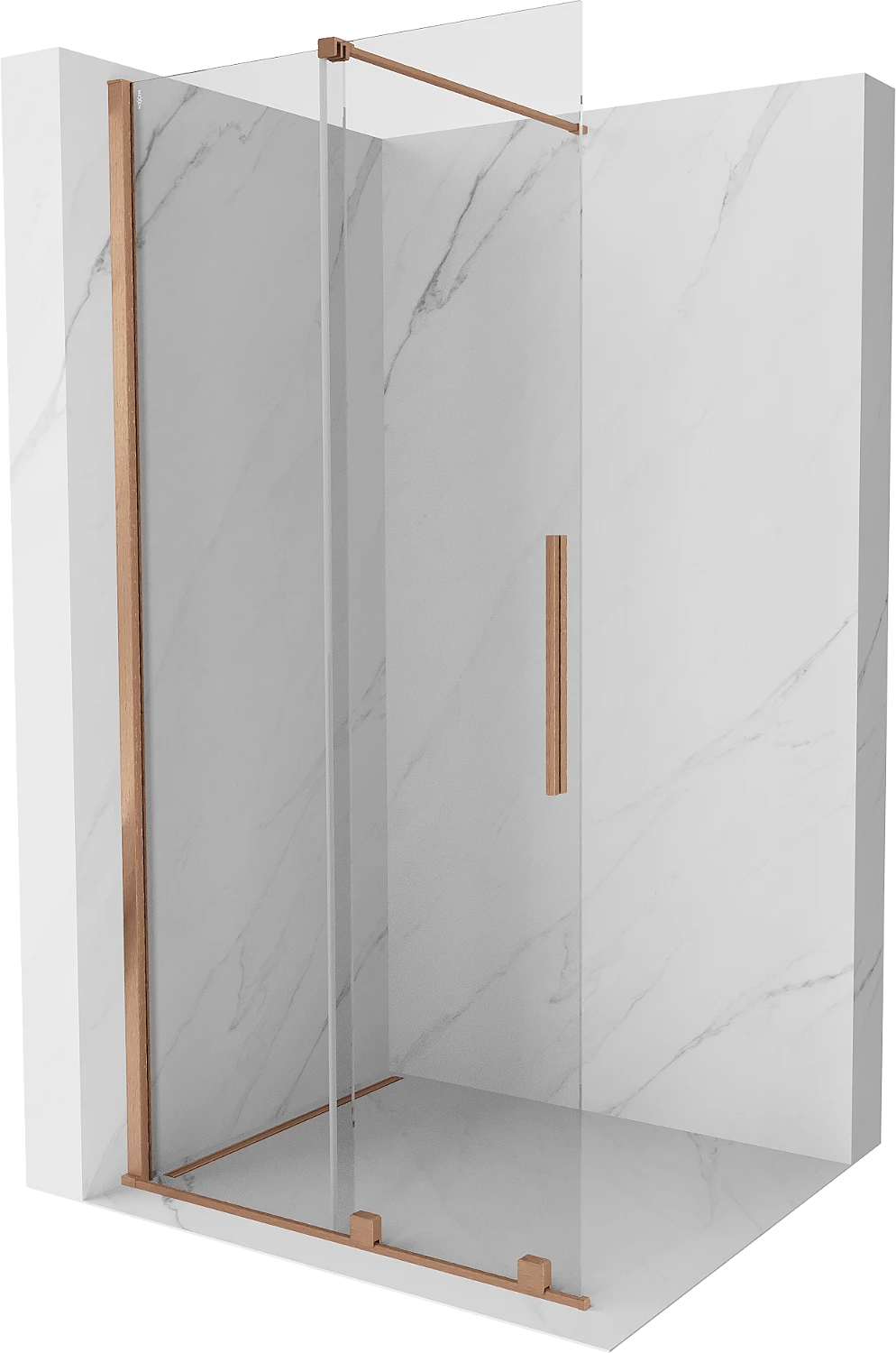 MEXEN VELAR WALK-IN SLIDING SHOWER DOOR -TRANSPARENT, BRUSHED COPPER