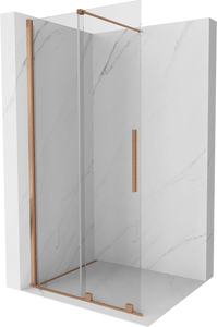 MEXEN VELAR WALK-IN SLIDING SHOWER DOOR -TRANSPARENT, BRUSHED COPPER