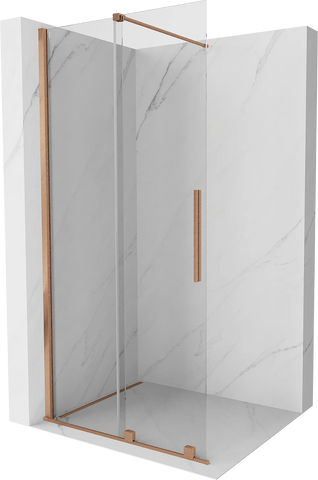 MEXEN VELAR WALK-IN SLIDING SHOWER DOOR -TRANSPARENT, BRUSHED COPPER