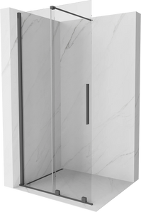 MEXEN VELAR WALK-IN SLIDING SHOWER DOOR- TRANSPARENT, GUN GRAY BRUSHED